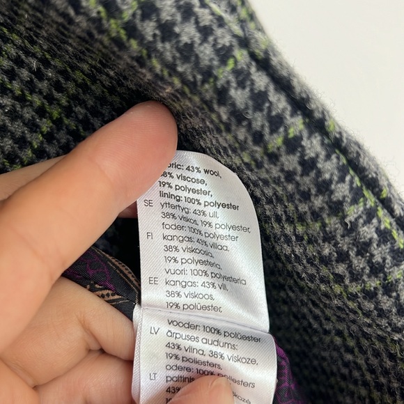 Wool blend blazer size EU38 grey green padded elbow NWOT pockets front lined - Picture 15 of 17